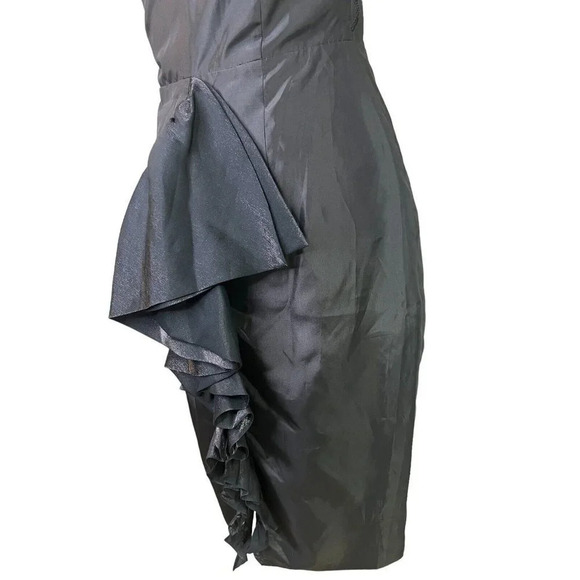 Betsey Johnson Evening Dress Size 4 Black Cocktail Strapless Black Ruffle Back - Picture 8 of 16